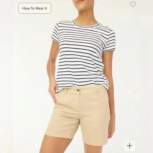 J Crew Chino Shorts Khaki Beige  7” Inseam Cotton Stretch Pockets NWT Size 6 - Picture 1 of 12